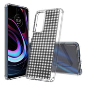 Black Plaid Print Slim Cover For Motorola   (Edge,One 5G,Ace,UW,X40,30), Print in USA