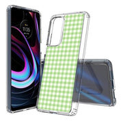 Pale Green Grid Print Slim Cover For Motorola   (Edge,One 5G,Ace,UW,X40,30), Print in USA