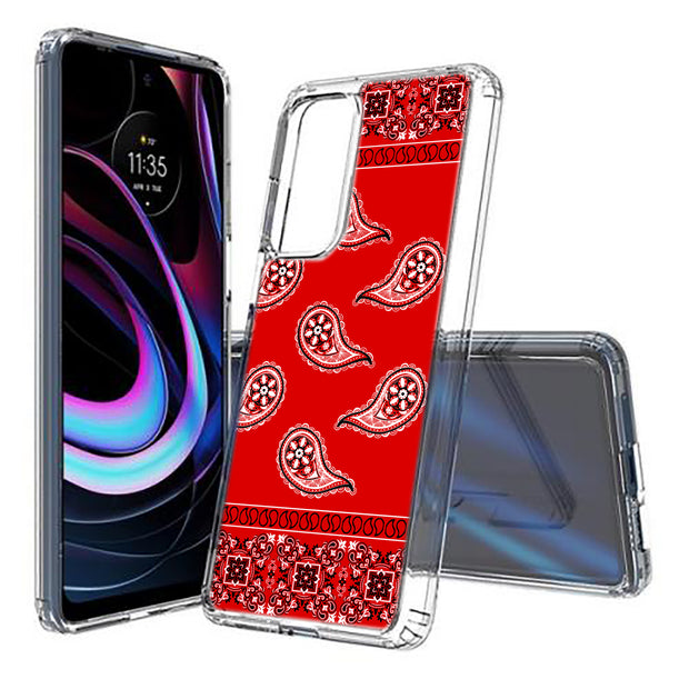 Red Bandana Print Slim Cover For Motorola   (Edge,One 5G,Ace,UW,X40,30), Print in USA