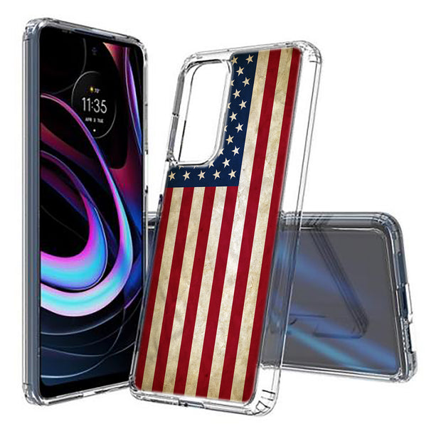 American Flag Print Slim Cover For Motorola   (Edge,One 5G,Ace,UW,X40,30), Print in USA