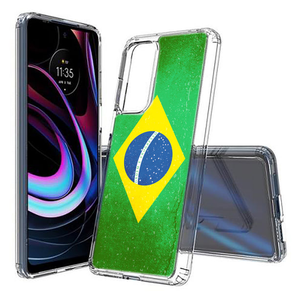 Old Flag Brazil Print Slim Cover For Motorola   (Edge,One 5G,Ace,UW,X40,30), Print in USA