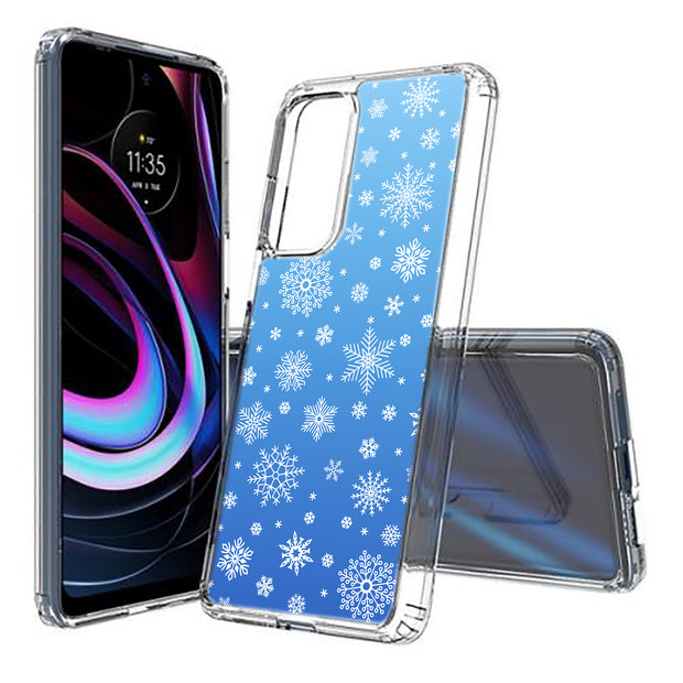 Blue Snowflakes Print Slim Cover For Motorola   (Edge,One 5G,Ace,UW,X40,30), Print in USA