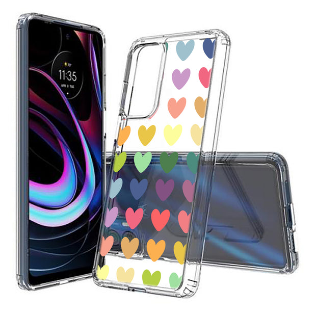 Colorful Hearts Print Slim Cover For Motorola   (Edge,One 5G,Ace,UW,X40,30), Print in USA