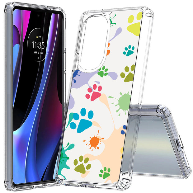 Paw Color  Print Slim Cover For Motorola   (Edge,One 5G,Ace,UW,X40,30), Print in USA