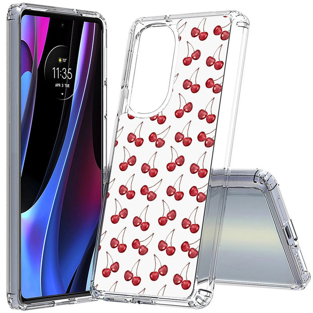 Cherries Print Slim Cover For Motorola   (Edge,One 5G,Ace,UW,X40,30), Print in USA