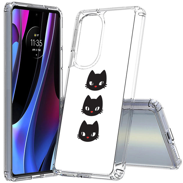 Black Cat Print Slim Cover For Motorola   (Edge,One 5G,Ace,UW,X40,30), Print in USA
