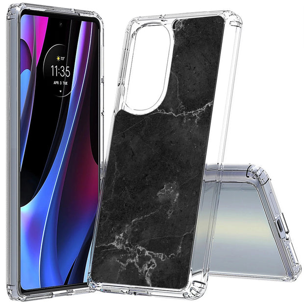 Black Marble 3 Print Slim Cover For Motorola   (Edge,One 5G,Ace,UW,X40,30), Print in USA