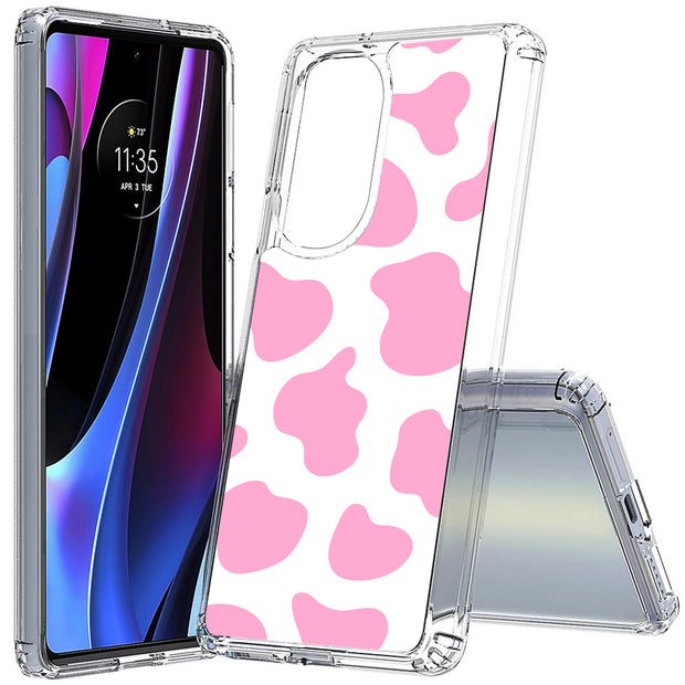 Cow Shape Pink Print Slim Cover For Motorola   (Edge,One 5G,Ace,UW,X40,30), Print in USA