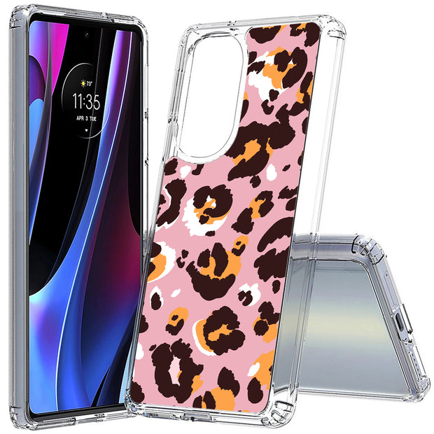 Pink Leopard 2 Print Slim Cover For Motorola   (Edge,One 5G,Ace,UW,X40,30), Print in USA