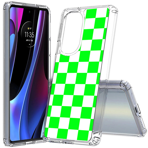 Bright Checker Print Slim Cover For Motorola   (Edge,One 5G,Ace,UW,X40,30), Print in USA