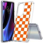 Orange Checker Print Slim Cover For Motorola   (Edge,One 5G,Ace,UW,X40,30), Print in USA