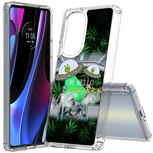 Marijuana Alien Print Slim Cover For Motorola   (Edge,One 5G,Ace,UW,X40,30), Print in USA