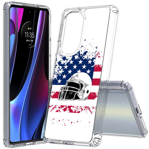 USA Flag Helmet Print Slim Cover For Motorola   (Edge,One 5G,Ace,UW,X40,30), Print in USA