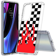 Checkers Flame Print Slim Cover For Motorola   (Edge,One 5G,Ace,UW,X40,30), Print in USA