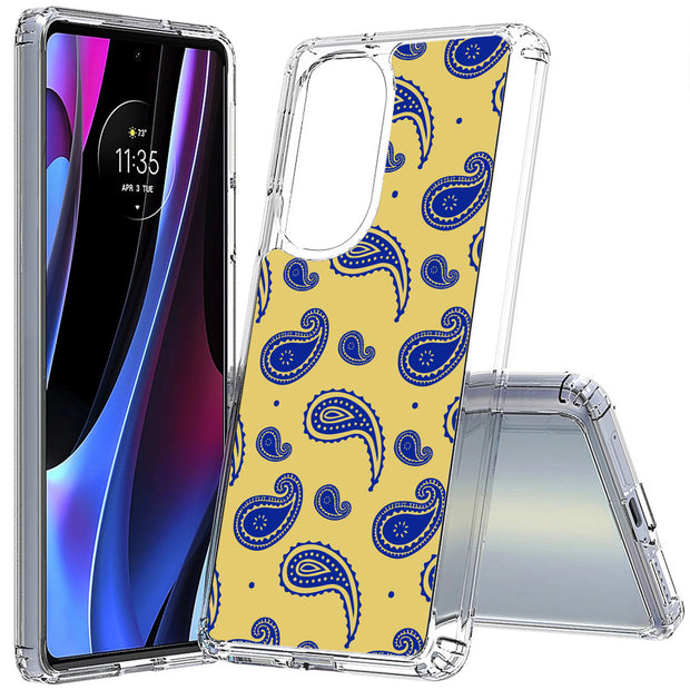 Paisley Yellow Print Slim Cover For Motorola   (Edge,One 5G,Ace,UW,X40,30), Print in USA