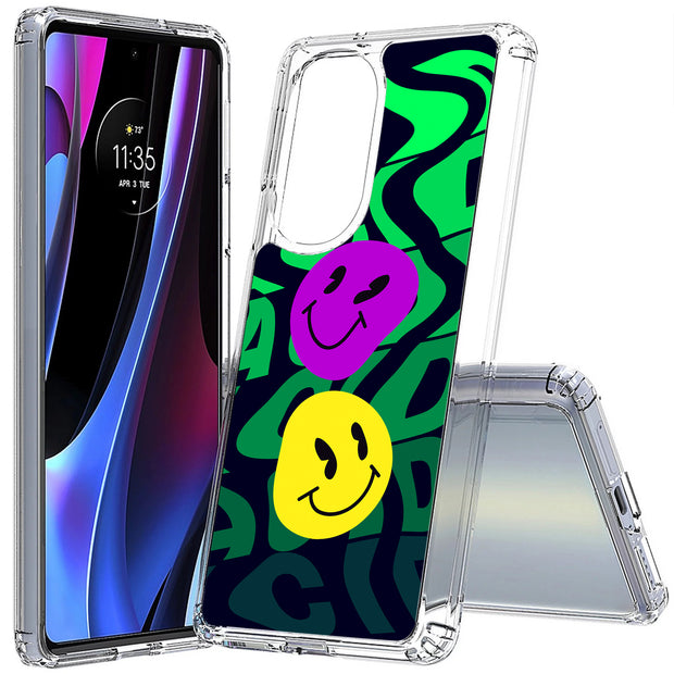 Acid Smile Face Print Slim Cover For Motorola   (Edge,One 5G,Ace,UW,X40,30), Print in USA