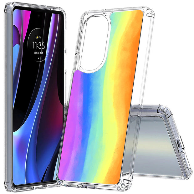 Pastel Rainbow Print Slim Cover For Motorola   (Edge,One 5G,Ace,UW,X40,30), Print in USA