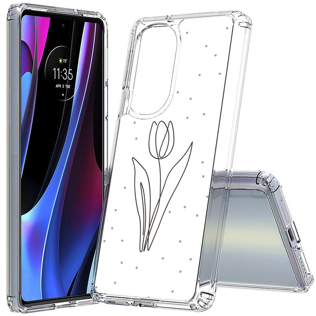 Line Art Tulip Print Slim Cover For Motorola   (Edge,One 5G,Ace,UW,X40,30), Print in USA