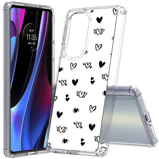 Flying Hearts Print Slim Cover For Motorola   (Edge,One 5G,Ace,UW,X40,30), Print in USA