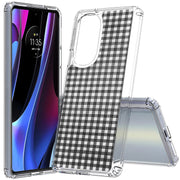 Black Plaid Print Slim Cover For Motorola   (Edge,One 5G,Ace,UW,X40,30), Print in USA