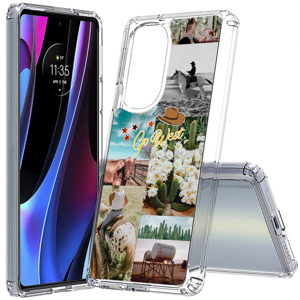 Go West Collage Print Slim Cover For Motorola   (Edge,One 5G,Ace,UW,X40,30), Print in USA