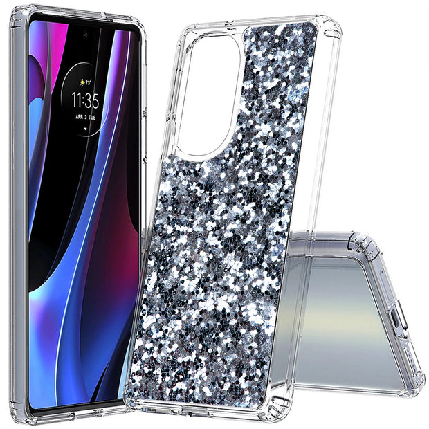 Silver Sparkles Print Slim Cover For Motorola   (Edge,One 5G,Ace,UW,X40,30), Print in USA