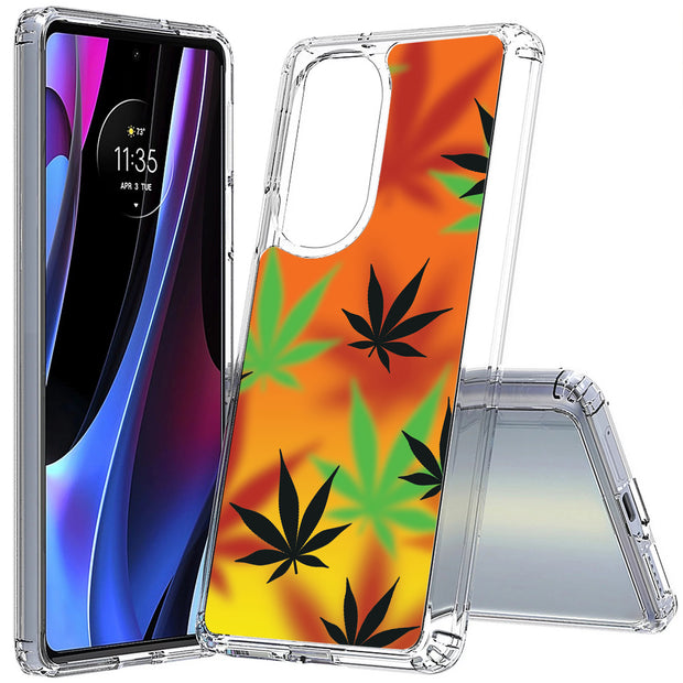 Color Marijuana Print Slim Cover For Motorola   (Edge,One 5G,Ace,UW,X40,30), Print in USA