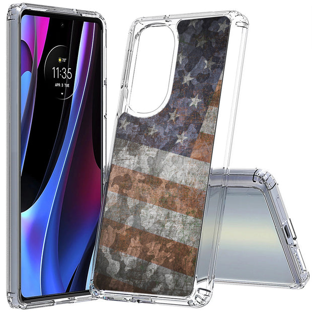 American Flag 2 Print Slim Cover For Motorola   (Edge,One 5G,Ace,UW,X40,30), Print in USA