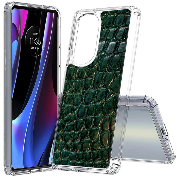 Green Alligator Print Slim Cover For Motorola   (Edge,One 5G,Ace,UW,X40,30), Print in USA