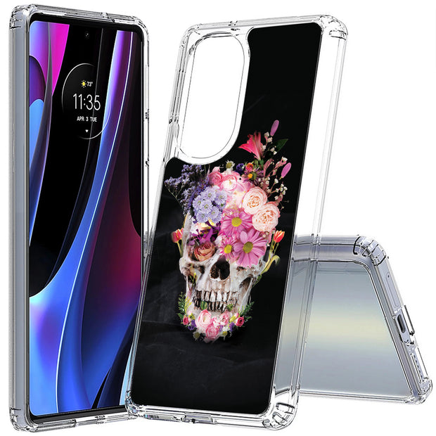 Flower Skull Print Slim Cover For Motorola   (Edge,One 5G,Ace,UW,X40,30), Print in USA