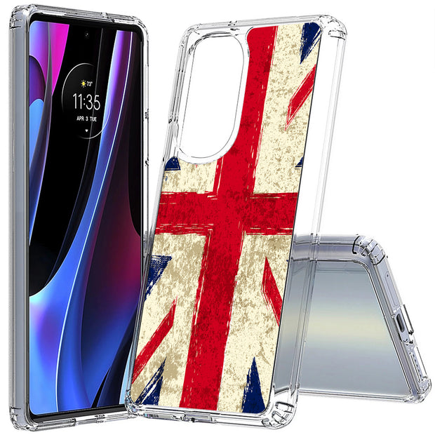 Old UK Flag Print Slim Cover For Motorola   (Edge,One 5G,Ace,UW,X40,30), Print in USA