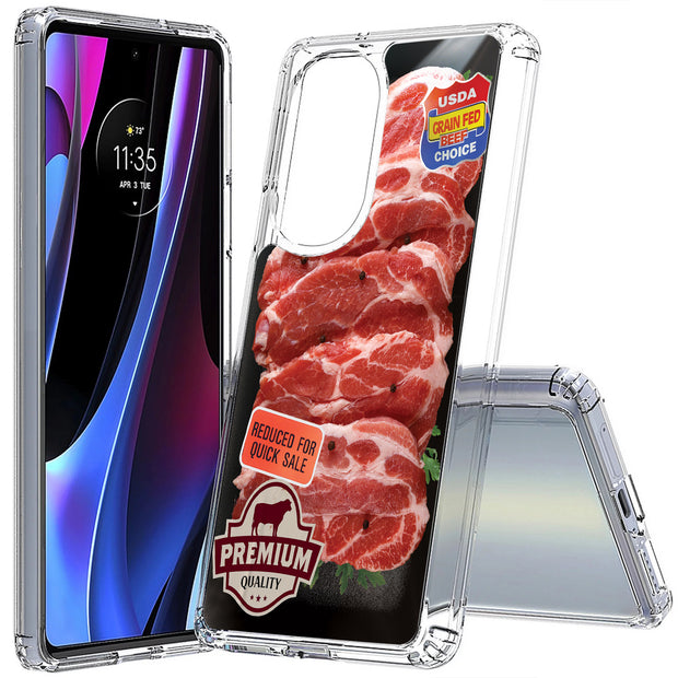 Beef Print Slim Cover For Motorola   (Edge,One 5G,Ace,UW,X40,30), Print in USA