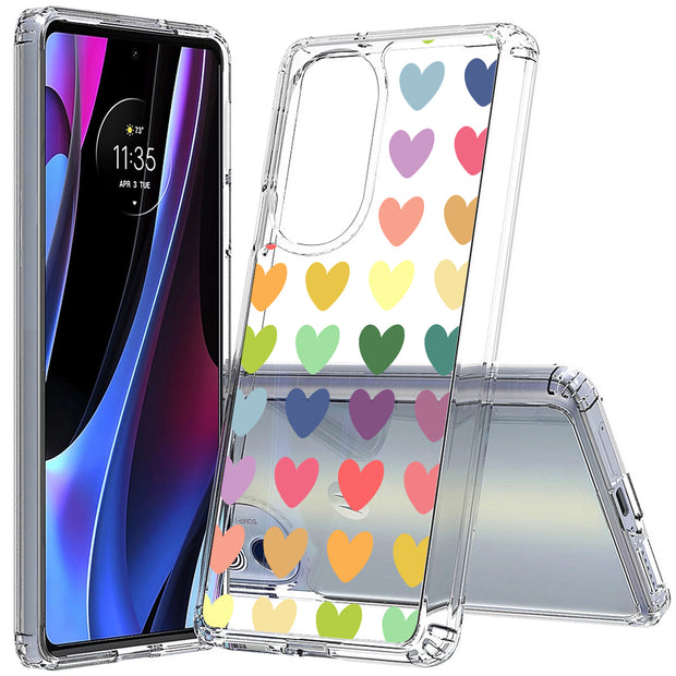 Colorful Hearts Print Slim Cover For Motorola   (Edge,One 5G,Ace,UW,X40,30), Print in USA