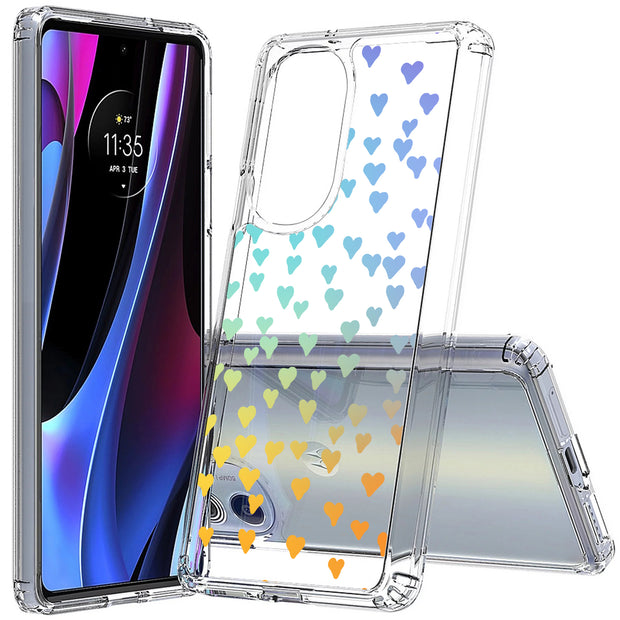 Gradient Hearts Print Slim Cover For Motorola   (Edge,One 5G,Ace,UW,X40,30), Print in USA