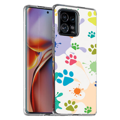 Paw Color  Print Slim Cover For Motorola   (Edge,One 5G,Ace,UW,X40,30), Print in USA