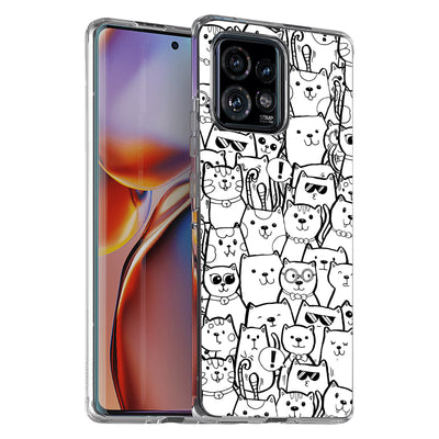 Comic Cat Print Slim Cover For Motorola   (Edge,One 5G,Ace,UW,X40,30), Print in USA