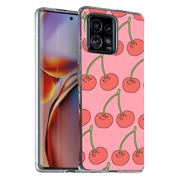 Cherry Print Slim Cover For Motorola   (Edge,One 5G,Ace,UW,X40,30), Print in USA