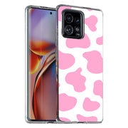 Cow Shape Pink Print Slim Cover For Motorola   (Edge,One 5G,Ace,UW,X40,30), Print in USA