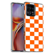 Orange Checker Print Slim Cover For Motorola   (Edge,One 5G,Ace,UW,X40,30), Print in USA