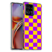 Yellow Checker Print Slim Cover For Motorola   (Edge,One 5G,Ace,UW,X40,30), Print in USA