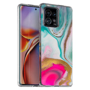 Colorful Marble Print Slim Cover For Motorola   (Edge,One 5G,Ace,UW,X40,30), Print in USA