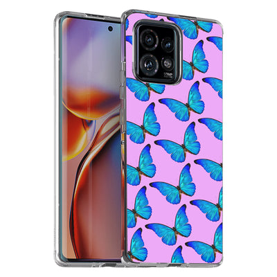 Blue Butterfly Print Slim Cover For Motorola   (Edge,One 5G,Ace,UW,X40,30), Print in USA