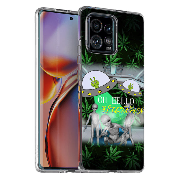 Marijuana Alien Print Slim Cover For Motorola   (Edge,One 5G,Ace,UW,X40,30), Print in USA