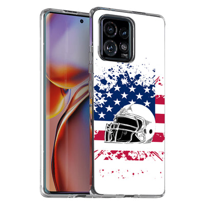 USA Flag Helmet Print Slim Cover For Motorola   (Edge,One 5G,Ace,UW,X40,30), Print in USA