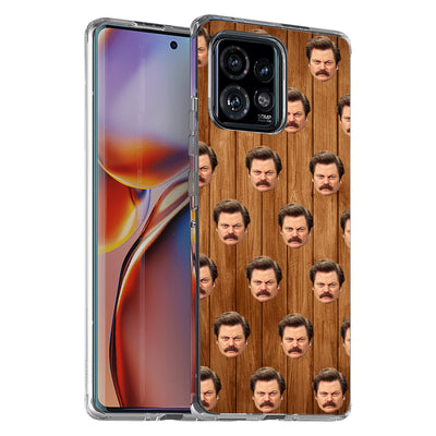 Ron Swanson Print Slim Cover For Motorola   (Edge,One 5G,Ace,UW,X40,30), Print in USA