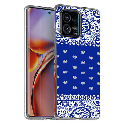 Paisley Blue Print Slim Cover For Motorola   (Edge,One 5G,Ace,UW,X40,30), Print in USA