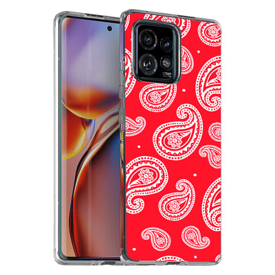 Paisley Red Print Slim Cover For Motorola   (Edge,One 5G,Ace,UW,X40,30), Print in USA