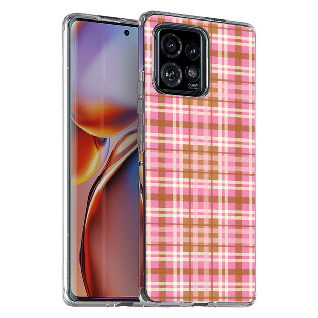 Plaid Grid Line Print Slim Cover For Motorola   (Edge,One 5G,Ace,UW,X40,30), Print in USA