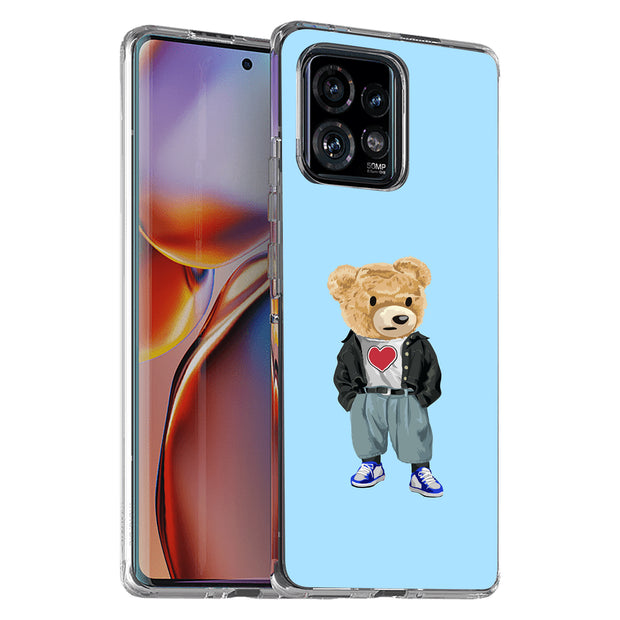 Teddy Heart Print Slim Cover For Motorola   (Edge,One 5G,Ace,UW,X40,30), Print in USA