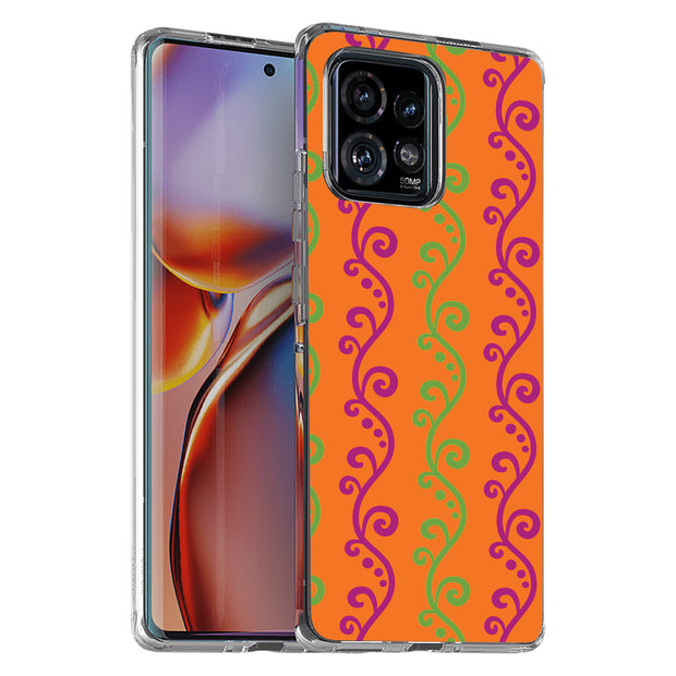 Purple Grn Vine Print Slim Cover For Motorola   (Edge,One 5G,Ace,UW,X40,30), Print in USA